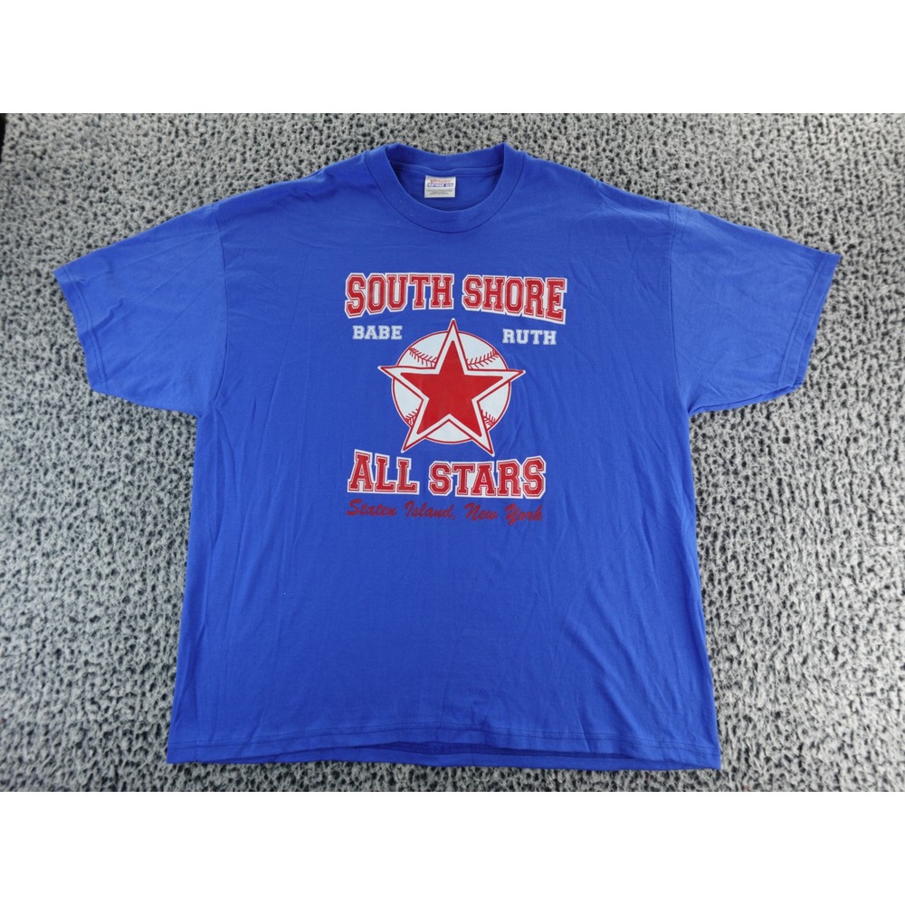 South Shore All Stars Babe Ruth Baseball T Shirt Adult XL Blue Hanes Heavyweight